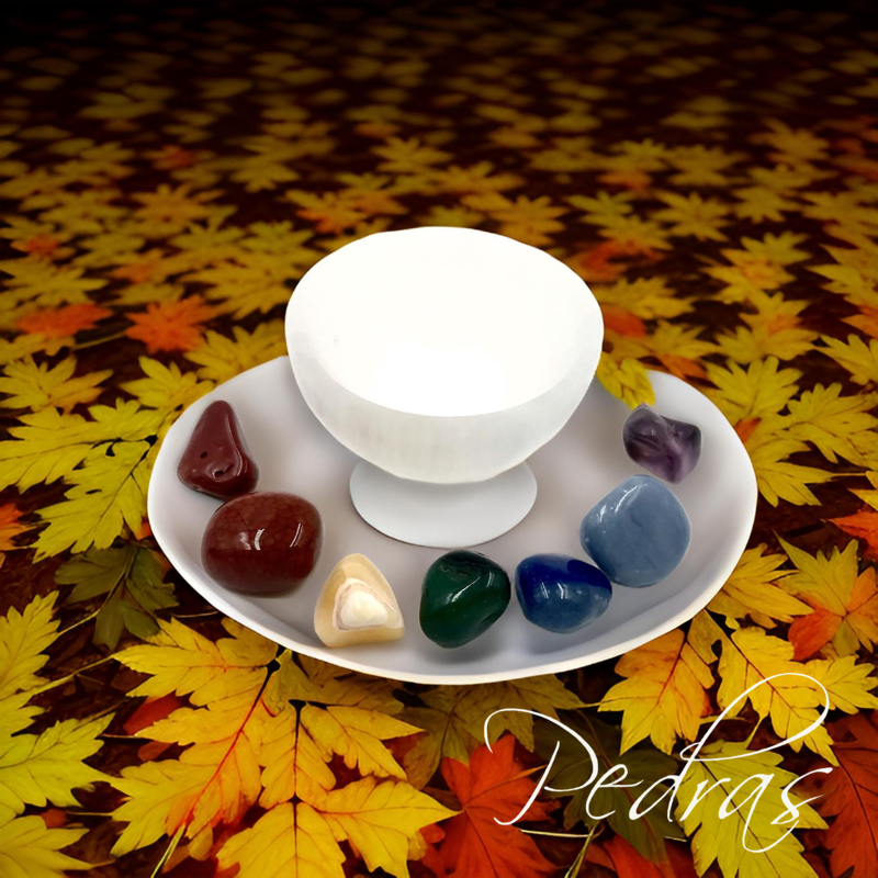 KIT Bol de Sélénite e Pierres 7 chakras