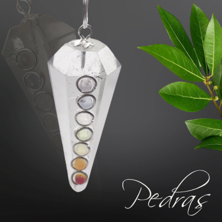 Pendule Cristal de roche 7 CHAKRAS