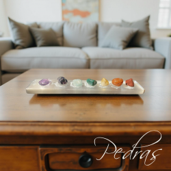 Plaque de Sélénite et Pierres 7 chakras