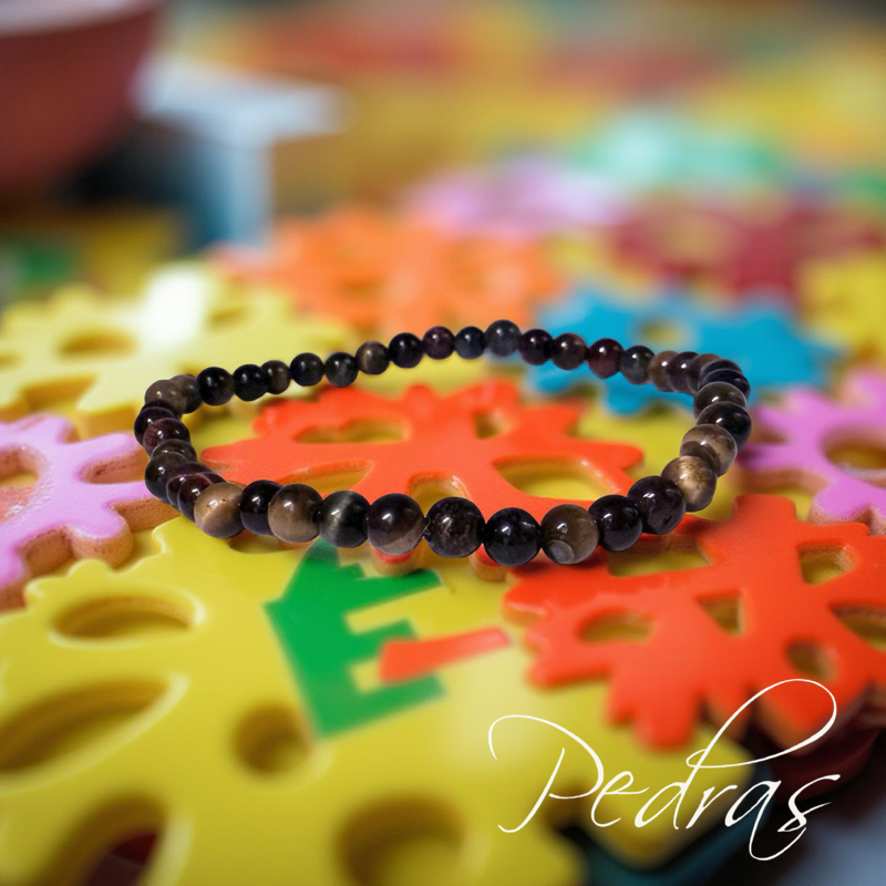 Bracelet enfant 3 yeux 4mm - Oeil de Tigre, Oeil de Facon et Oeil de Taureau