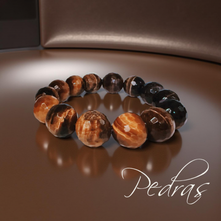 Bracelet Oeil de Tigre facetté12mm Bracelet Oeil de Tigre facetté12mm
