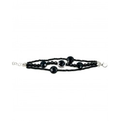 Bracelet Agate noire triple