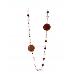 Sautoir Jaspe rouge et Perles