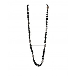 Collier Agate noire et gris