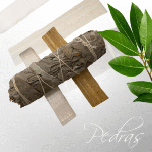 Kit de limpeza energética para a sua casa com selenita, sálvia branca e palo Santo