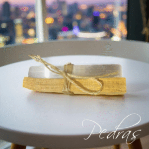 Kit duo limpeza energética para a sua casa com selenita e palo Santo