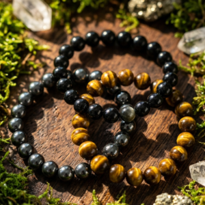 Pulseira Trio Proteção (Olho de Tigre + Obsidiana + Hematita)