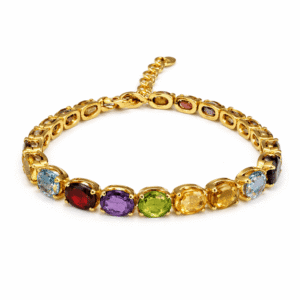 Pulseira Multipedras em Prata Banhada a Ouro