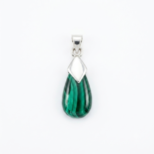 Pendente Gota de Malaquita Natural em Prata 925