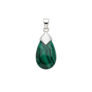 Pendente Gota de Malaquita Natural em Prata 925