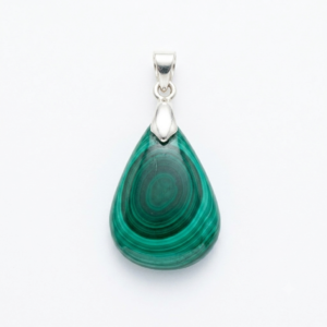 Pendente Gota de Malaquita Natural em Prata 925