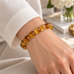 Pulseira de citrino com contas redondas
