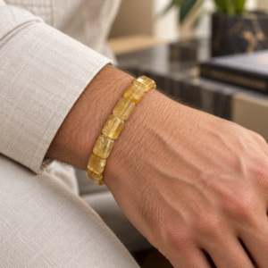 Pulseira de citrino com contas retangulares