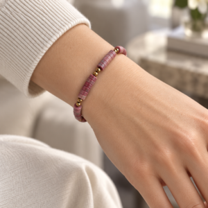 Pulseira de rodonita e hematita